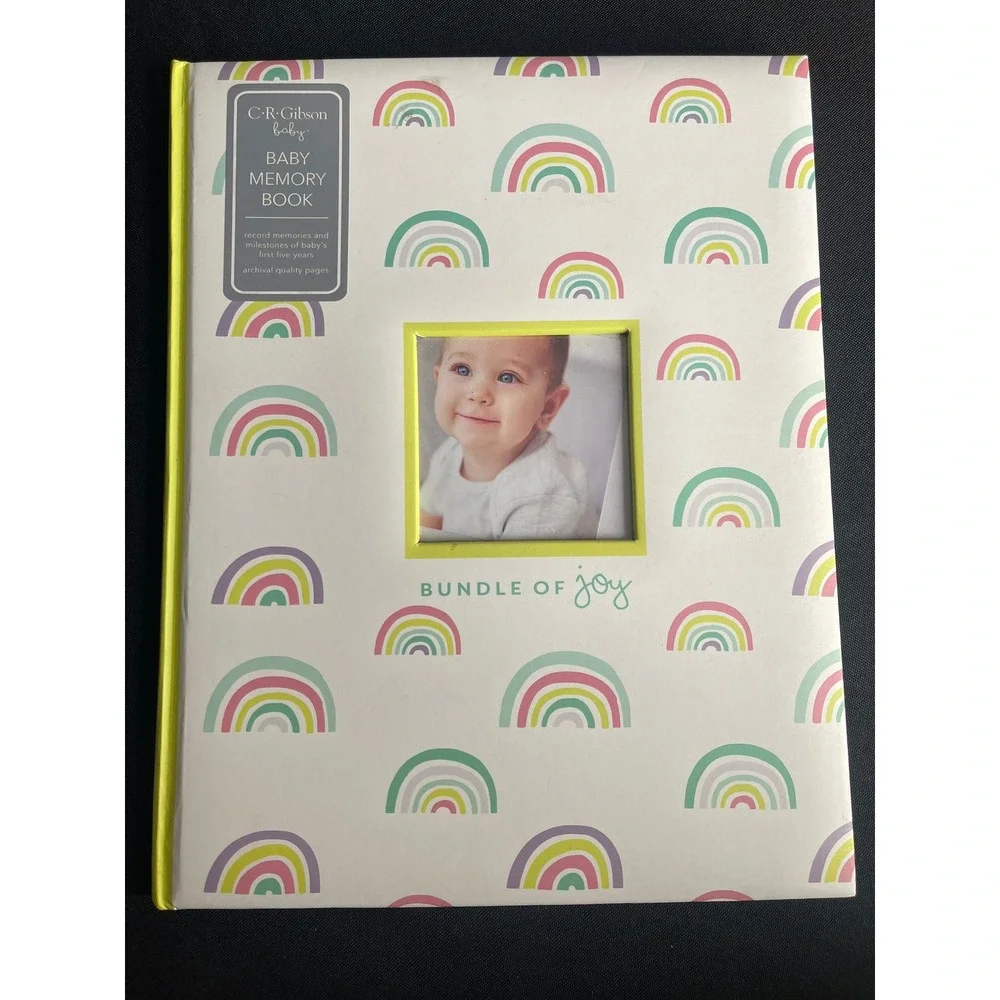 C.R. Gibson Baby Memory Book Bundle of Joy Rainbow First Five Years Journal